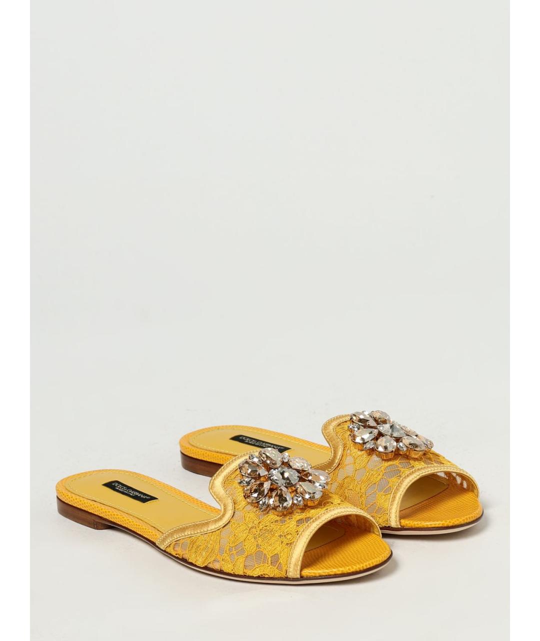 DOLCE&GABBANA Желтые текстильные мюли, фото 3