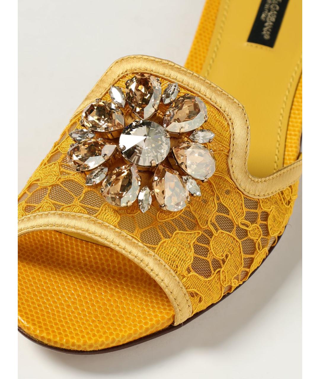 DOLCE&GABBANA Желтые текстильные мюли, фото 4