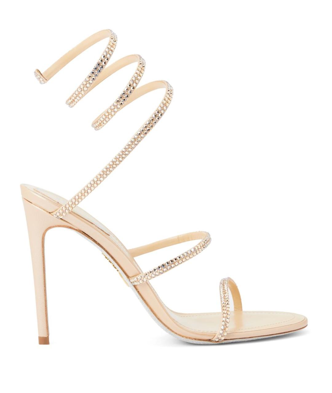 RENE CAOVILLA Бежевые кожаные босоножки, фото 1