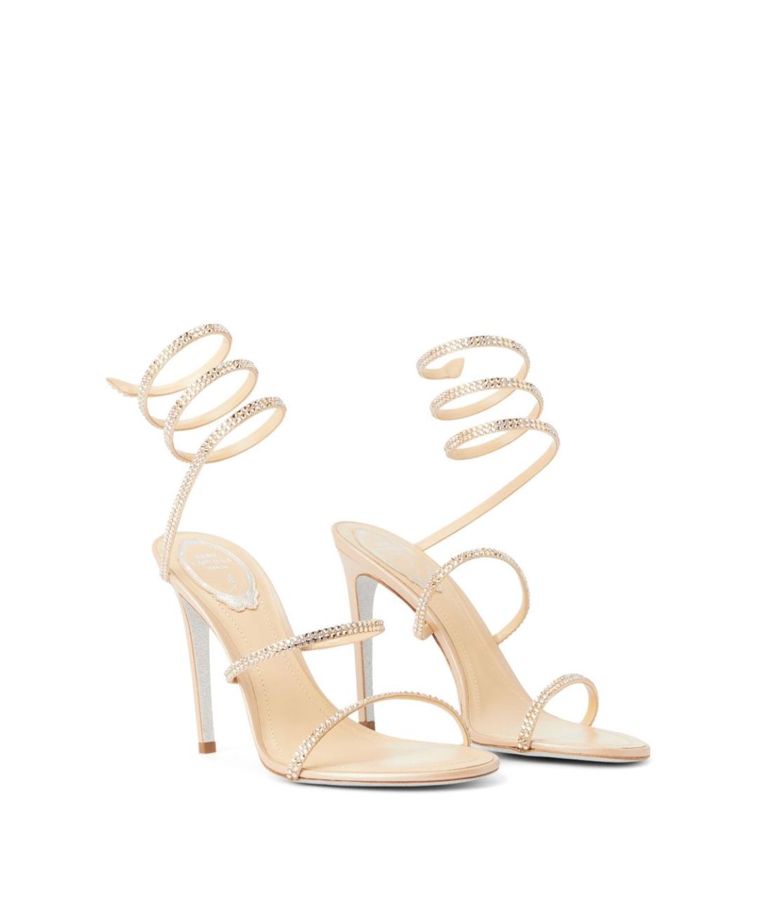 RENE CAOVILLA Бежевые кожаные босоножки, фото 2