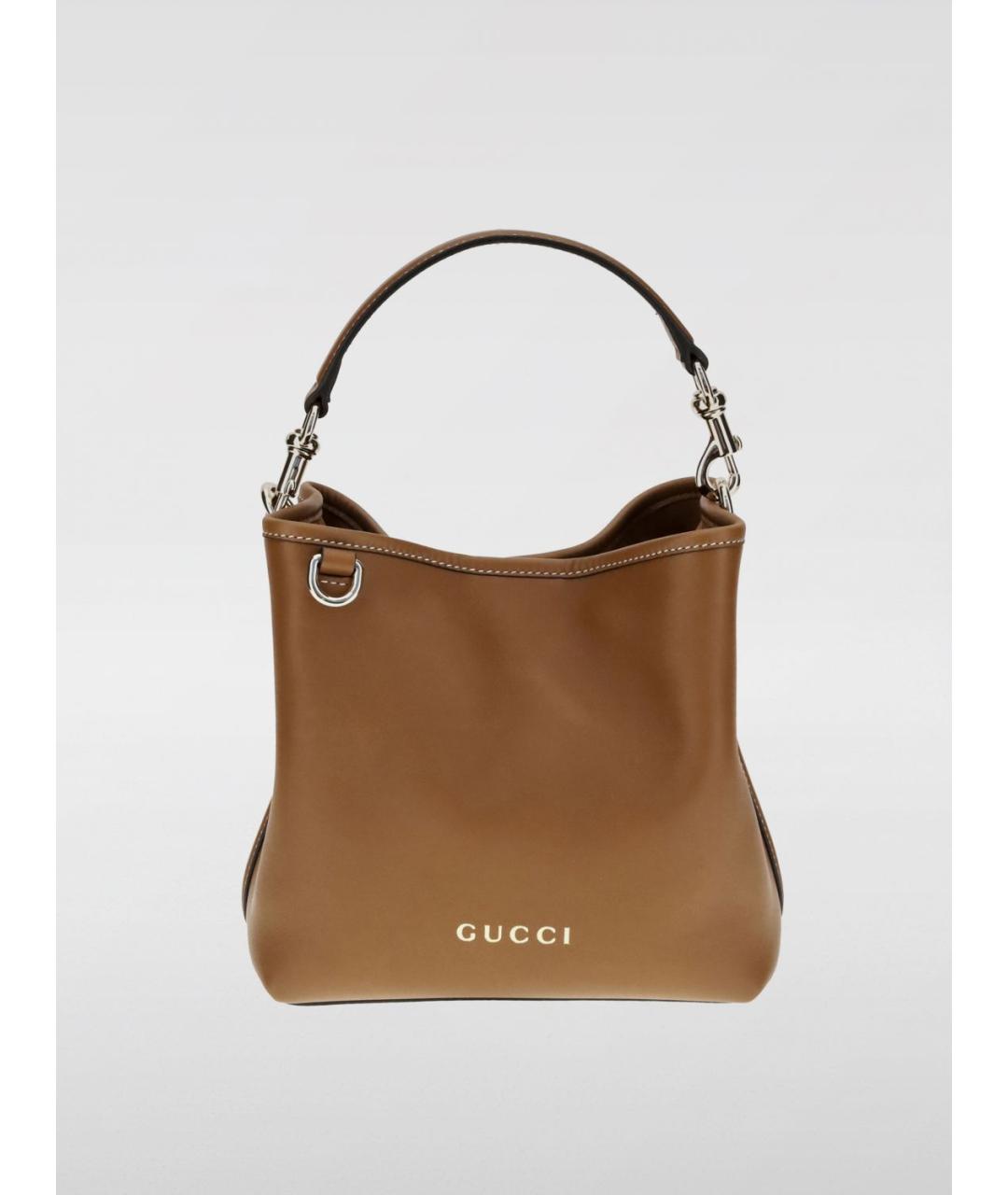 GUCCI Коричневая кожаная сумка через плечо, фото 3