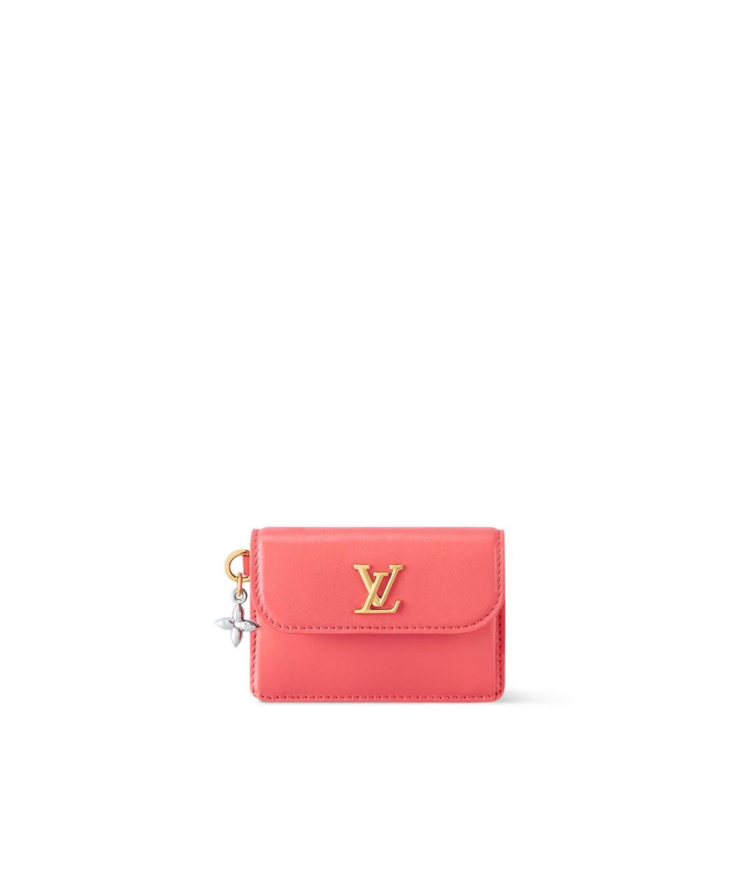 LOUIS VUITTON Коралловый кожаный кошелек, фото 6
