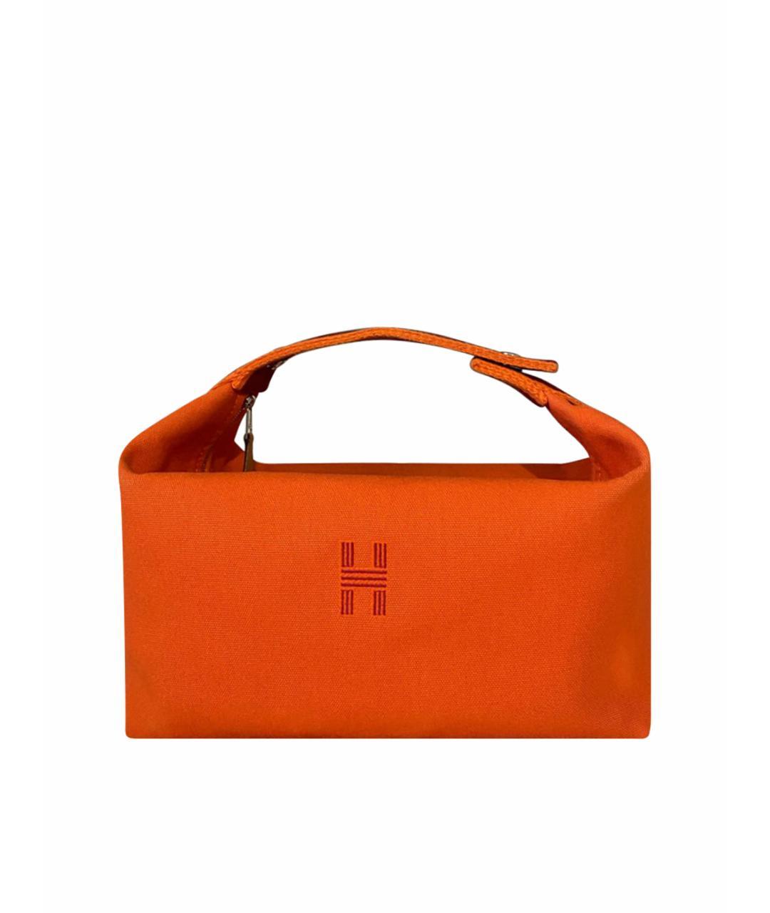 HERMES Оранжевая хлопковая косметичка, фото 1