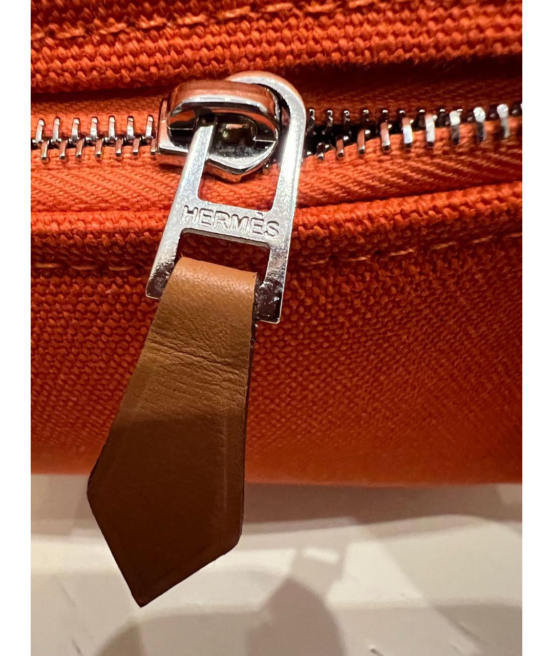 HERMES Оранжевая хлопковая косметичка, фото 5