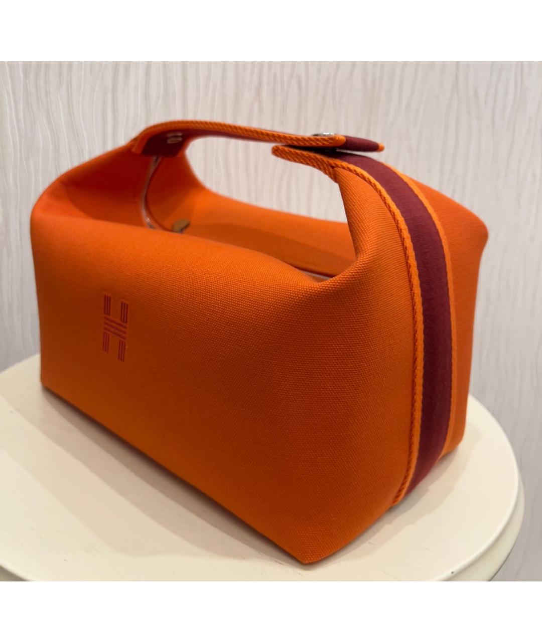 HERMES Оранжевая хлопковая косметичка, фото 2