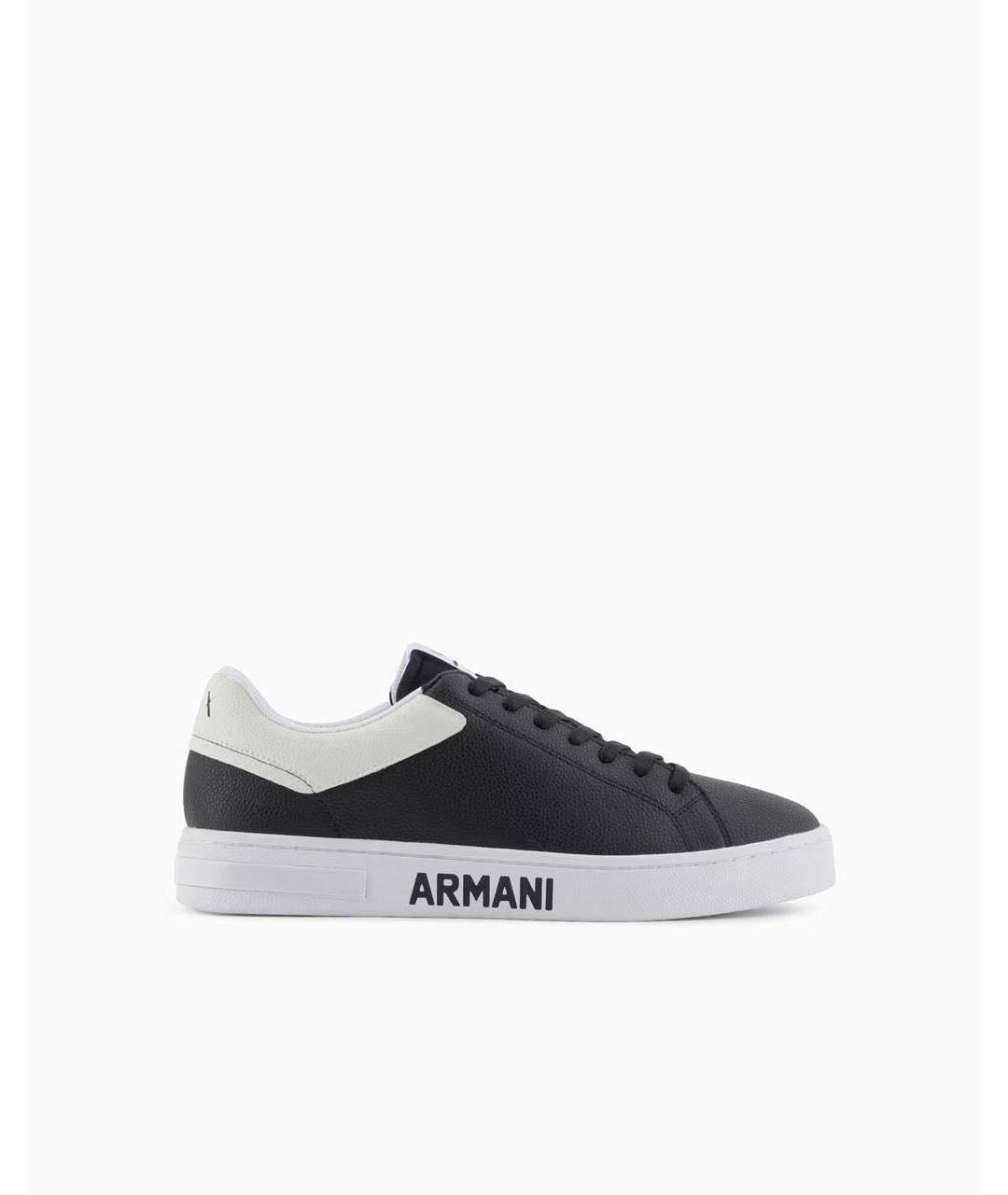 ARMANI EXCHANGE Черные кожаные низкие кроссовки / кеды, фото 5
