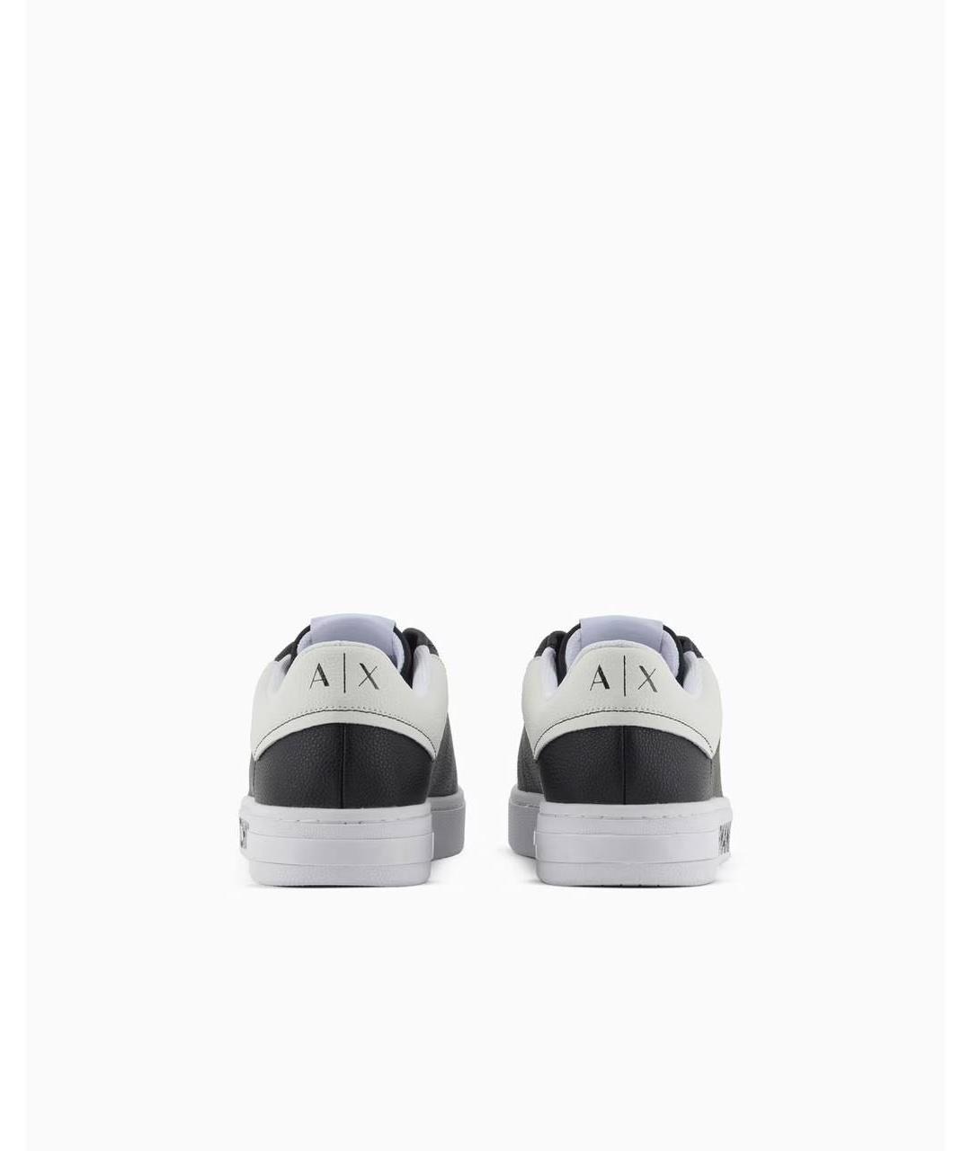 ARMANI EXCHANGE Черные кожаные низкие кроссовки / кеды, фото 4
