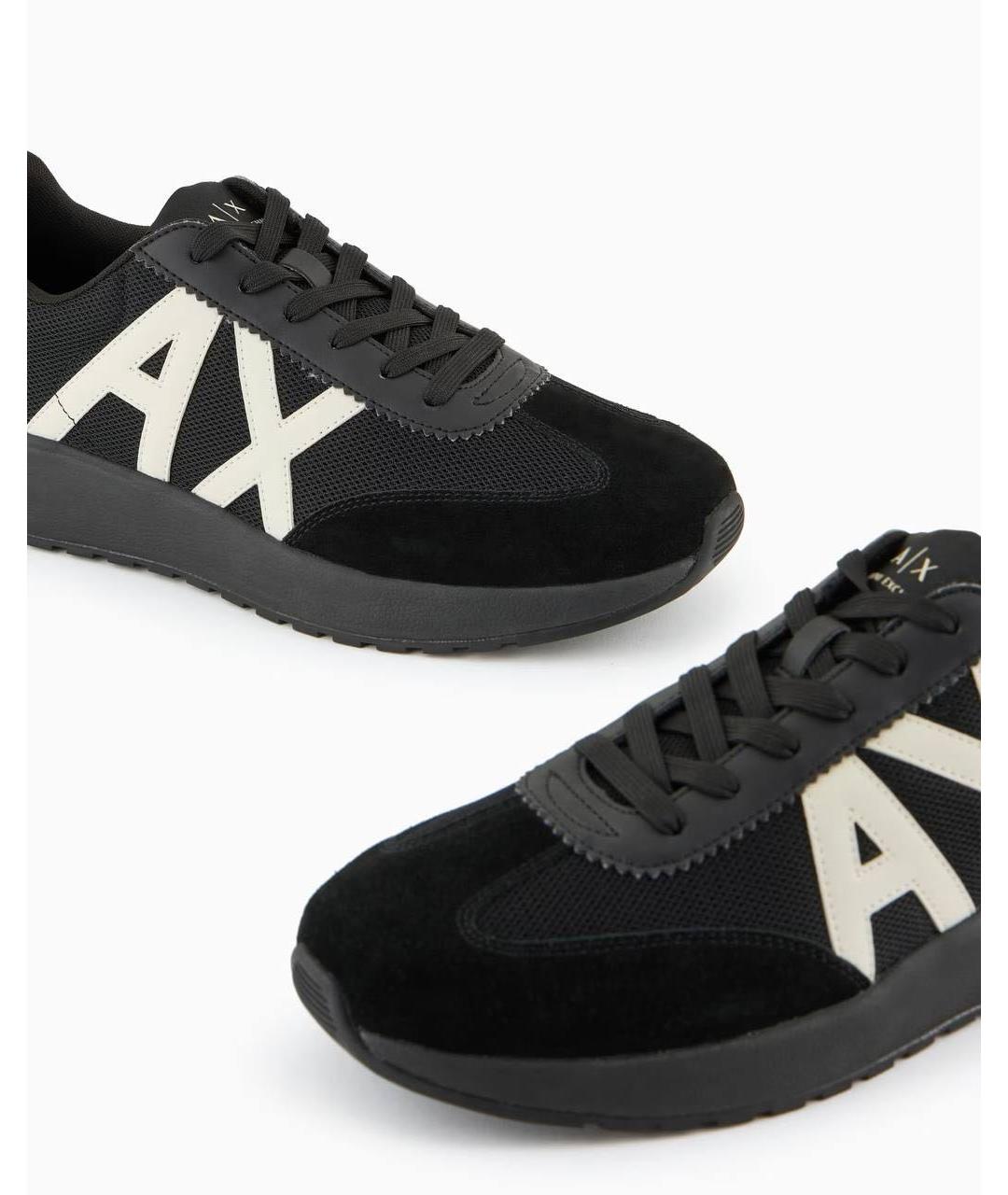 ARMANI EXCHANGE Черные замшевые низкие кроссовки / кеды, фото 2