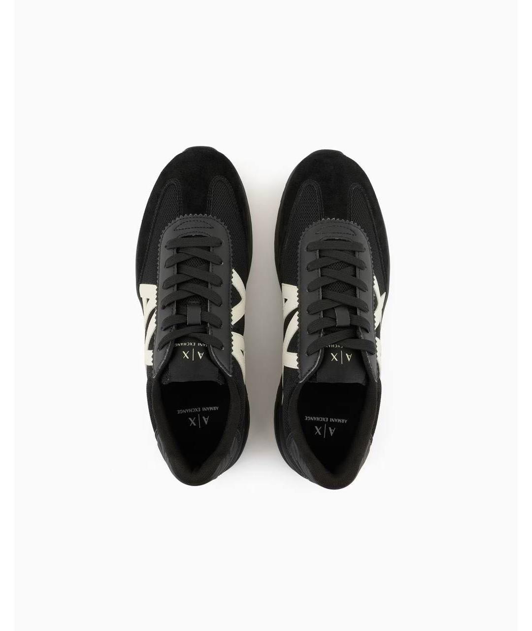 ARMANI EXCHANGE Черные замшевые низкие кроссовки / кеды, фото 3