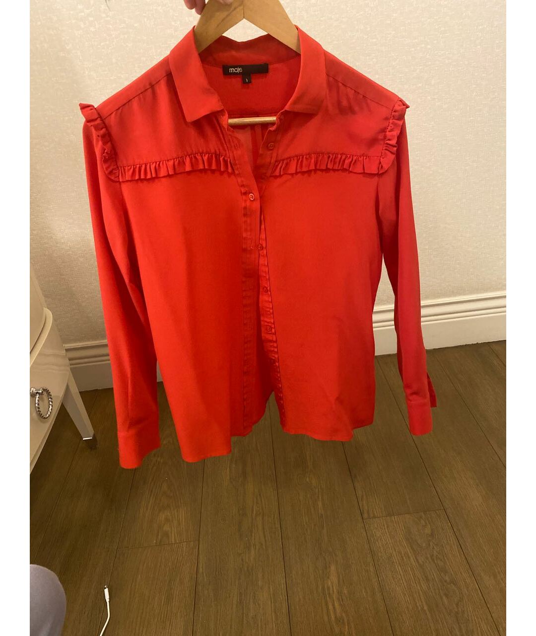 MAJE Красная шелковая рубашка, фото 5