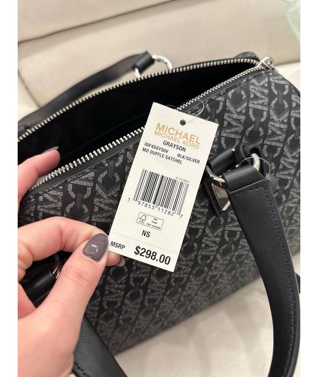 MICHAEL KORS Черная сумка с короткими ручками из искусственной кожи, фото 6