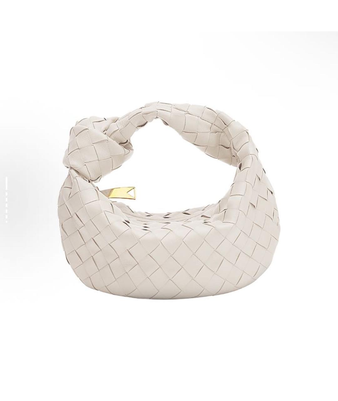 BOTTEGA VENETA Белая кожаная сумка с короткими ручками, фото 5