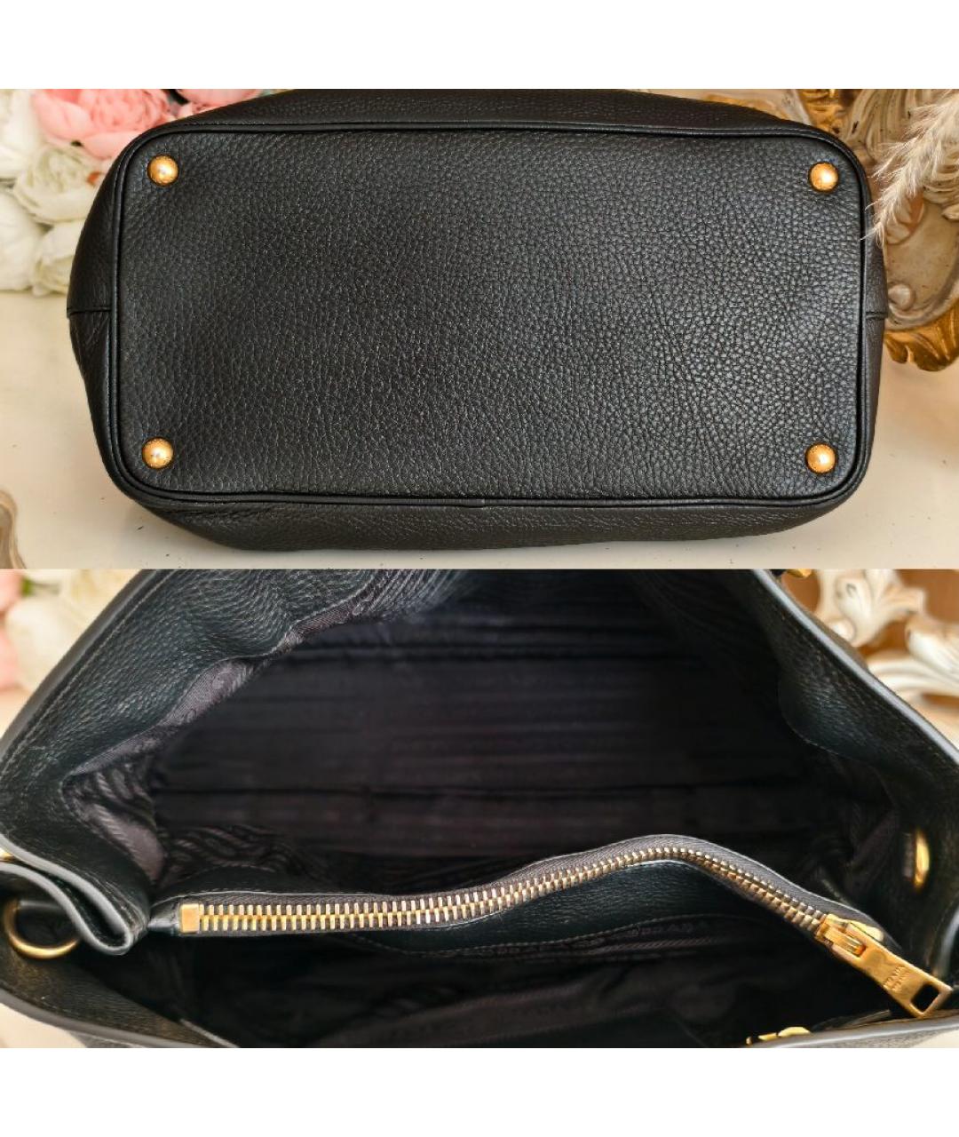 PRADA Черная кожаная сумка тоут, фото 7