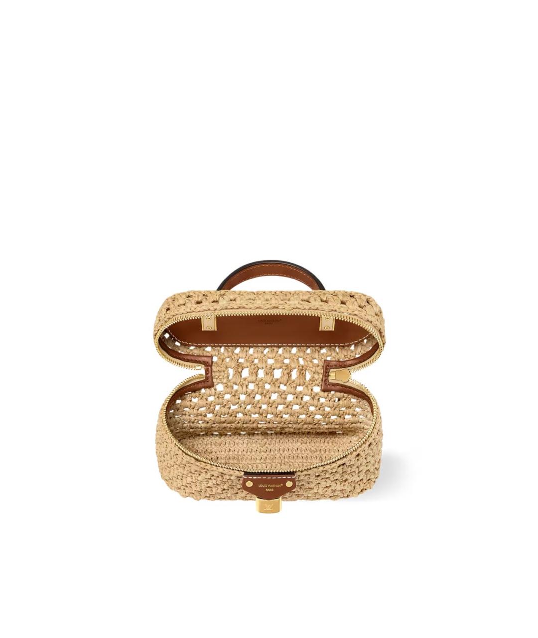 LOUIS VUITTON Бежевая пелетеная сумка с короткими ручками, фото 4