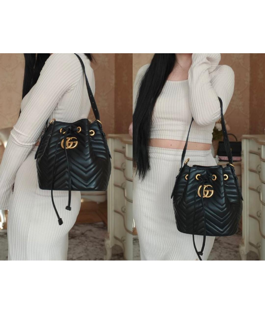 GUCCI Черная кожаная сумка тоут, фото 4