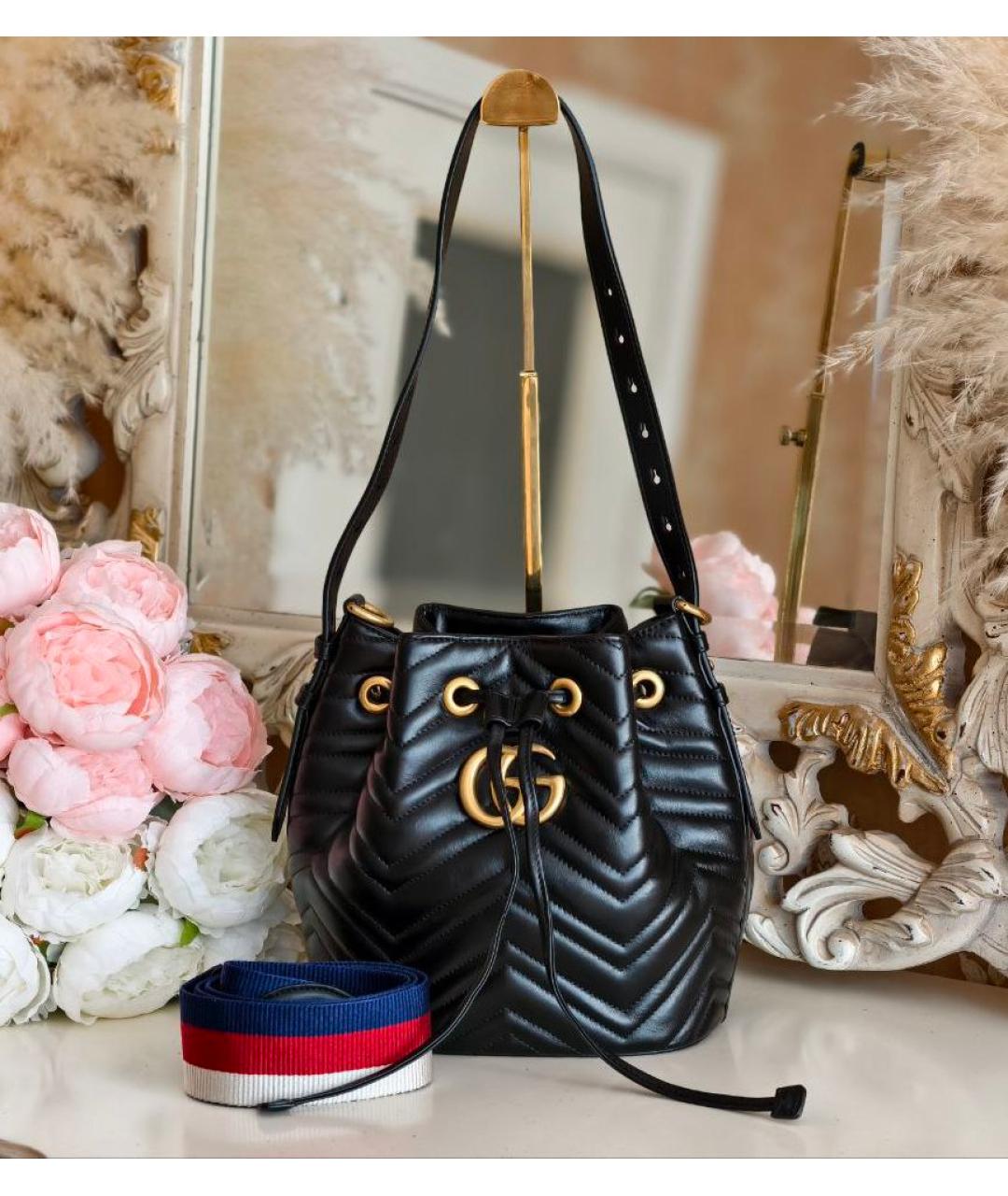 GUCCI Черная кожаная сумка тоут, фото 2
