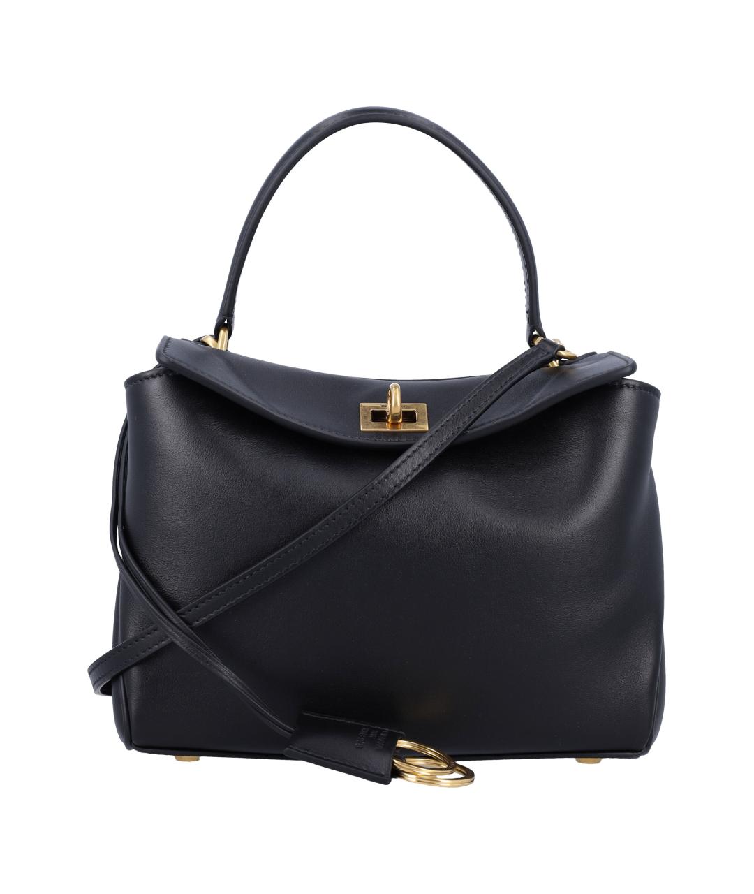 BALENCIAGA Черная кожаная сумка тоут, фото 1