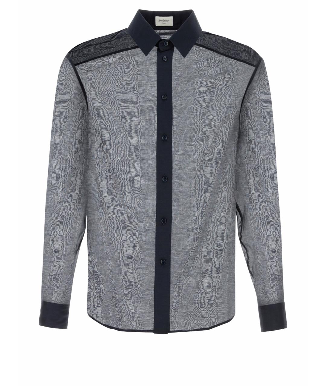 SAINT LAURENT Синяя хлопко-шелковая кэжуал рубашка, фото 1
