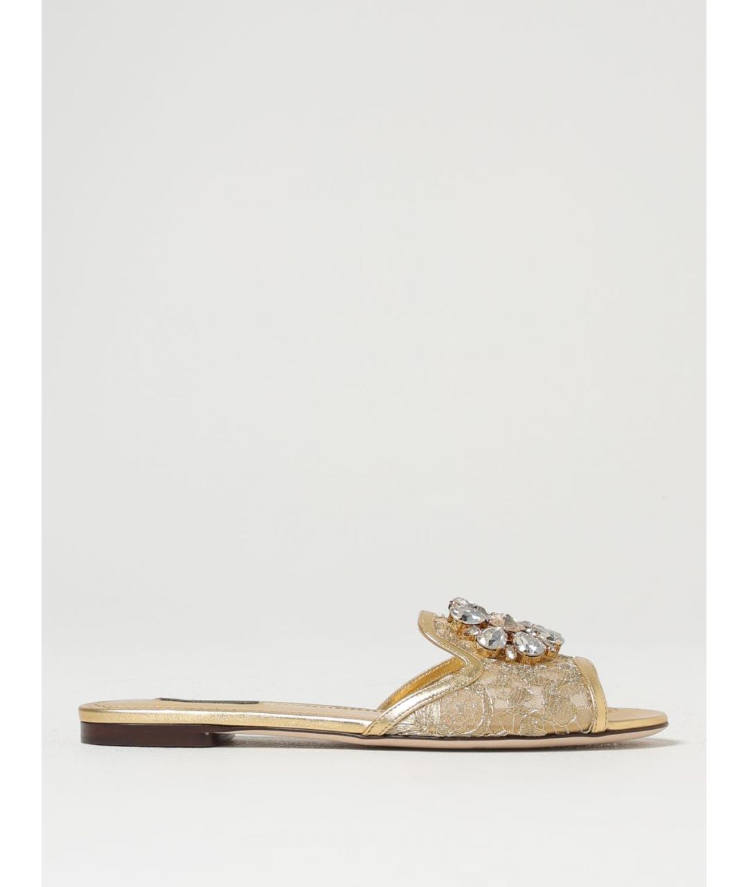 DOLCE&GABBANA Золотые шлепанцы, фото 4