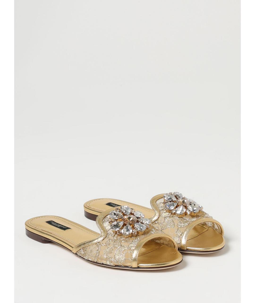 DOLCE&GABBANA Золотые шлепанцы, фото 2
