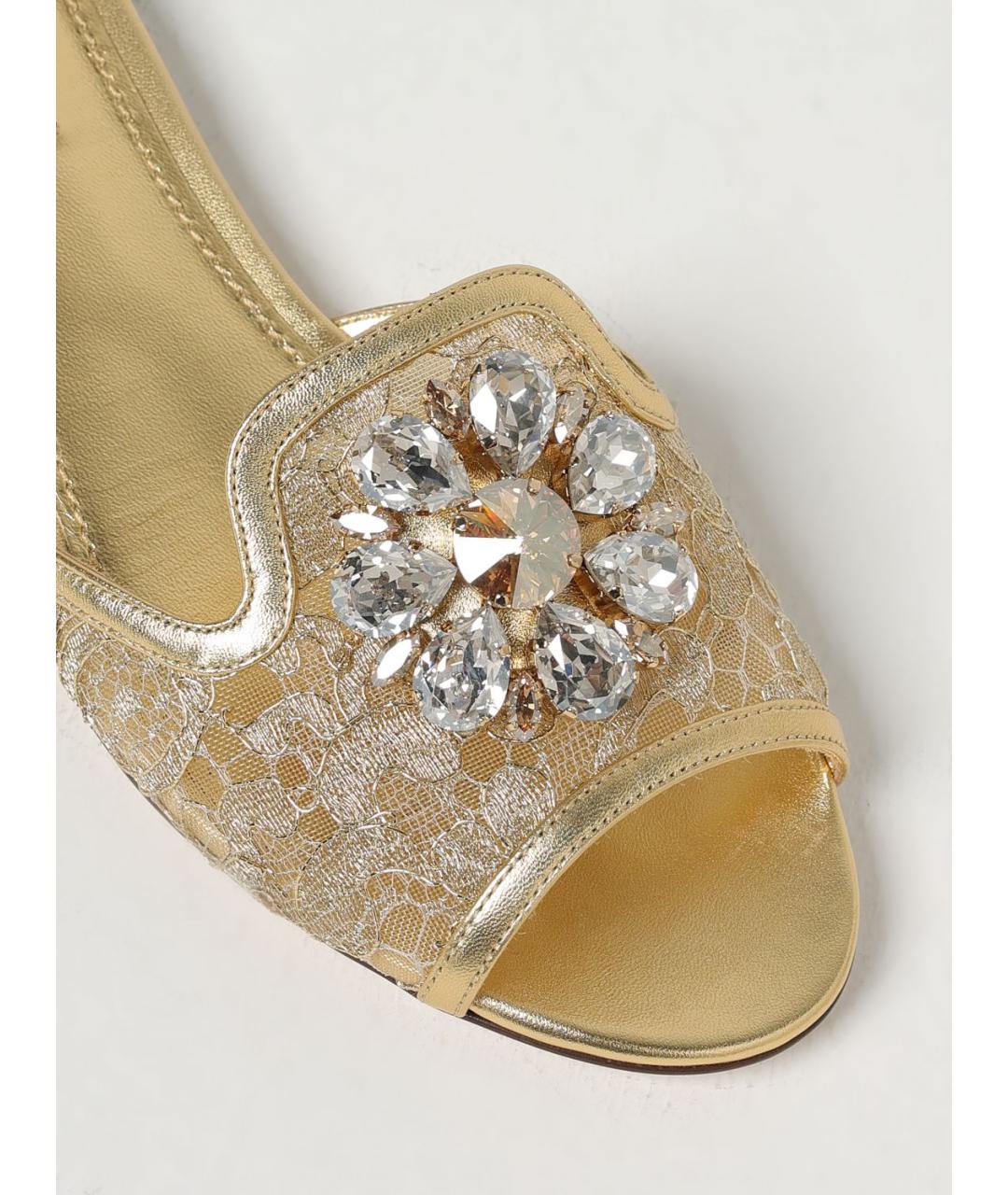 DOLCE&GABBANA Золотые шлепанцы, фото 3