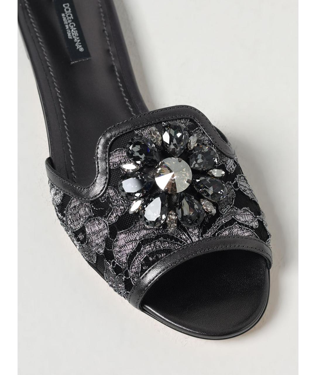 DOLCE&GABBANA Серые текстильные мюли, фото 4