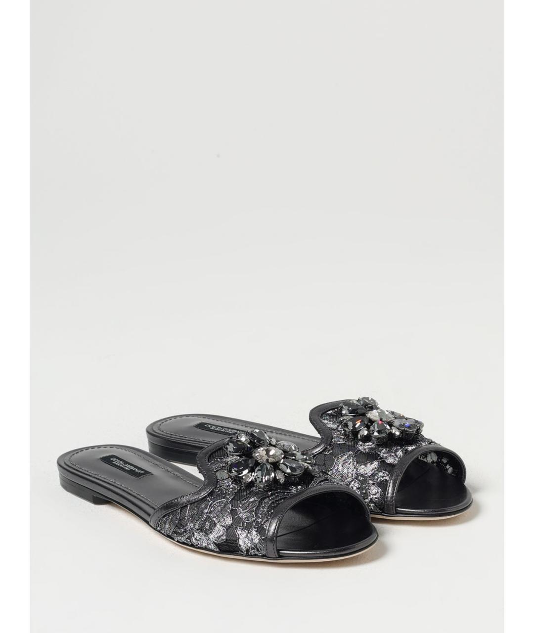 DOLCE&GABBANA Серые текстильные мюли, фото 2