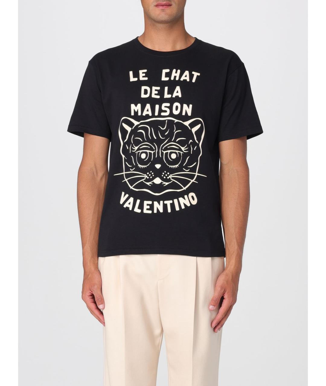 VALENTINO Черная хлопковая футболка, фото 2