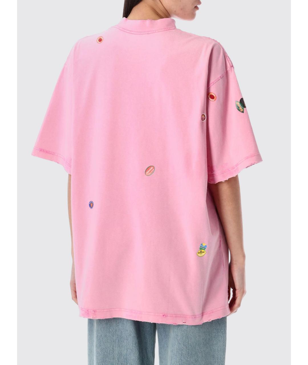 BALENCIAGA Розовая хлопковая футболка, фото 3