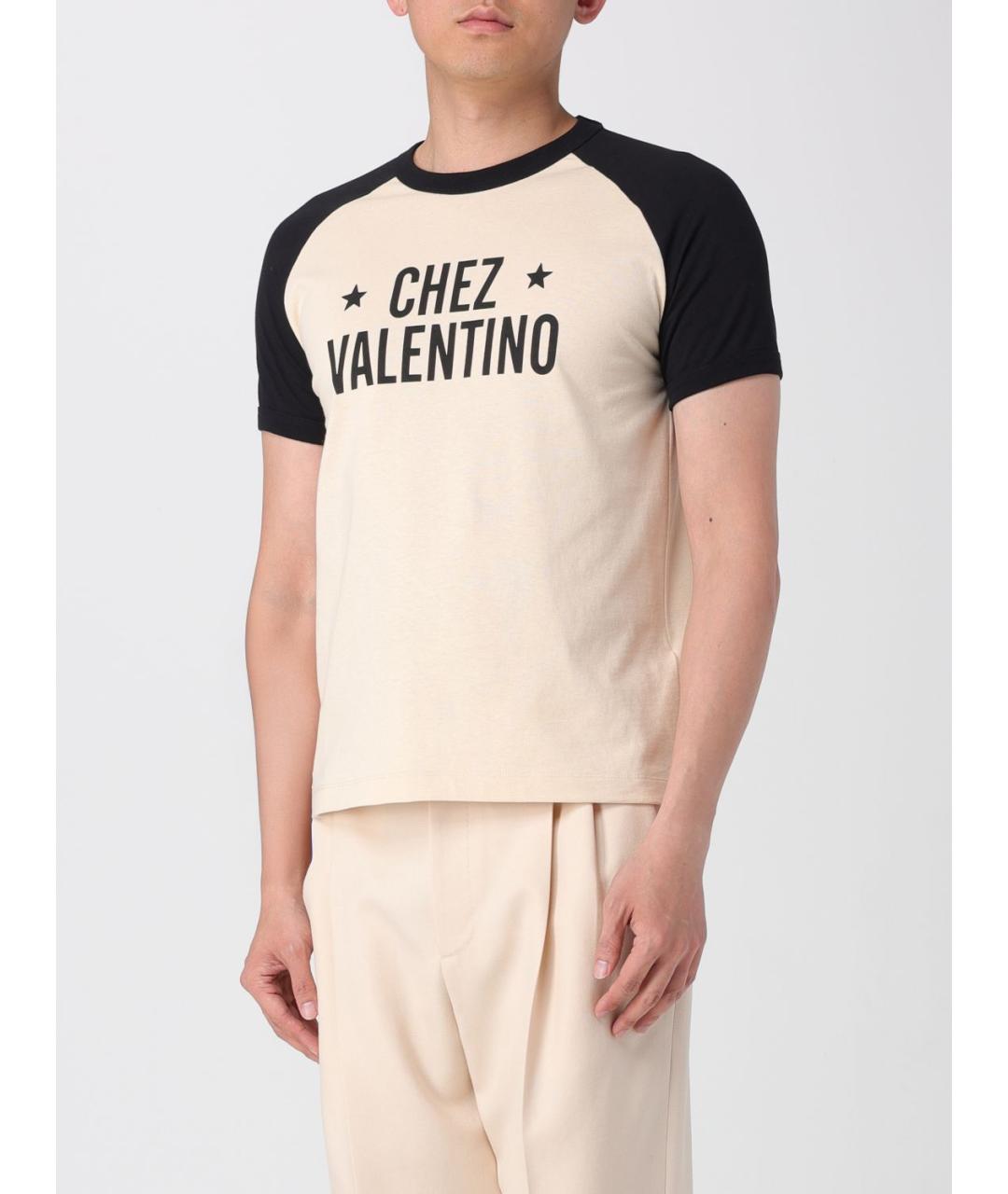 VALENTINO Бежевая хлопковая футболка, фото 5