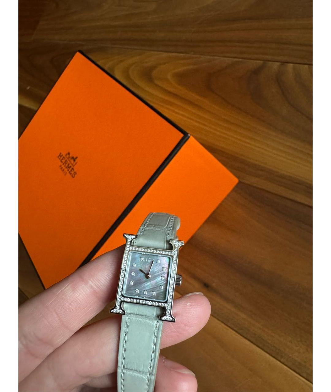 HERMES Серые часы из экзотической кожи, фото 6