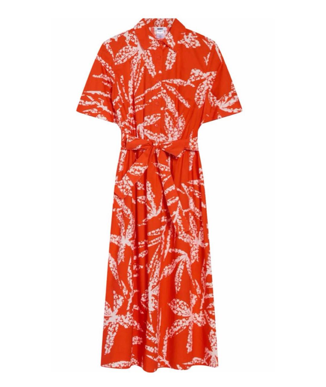 DKNY Коралловое хлопковое повседневное платье, фото 1