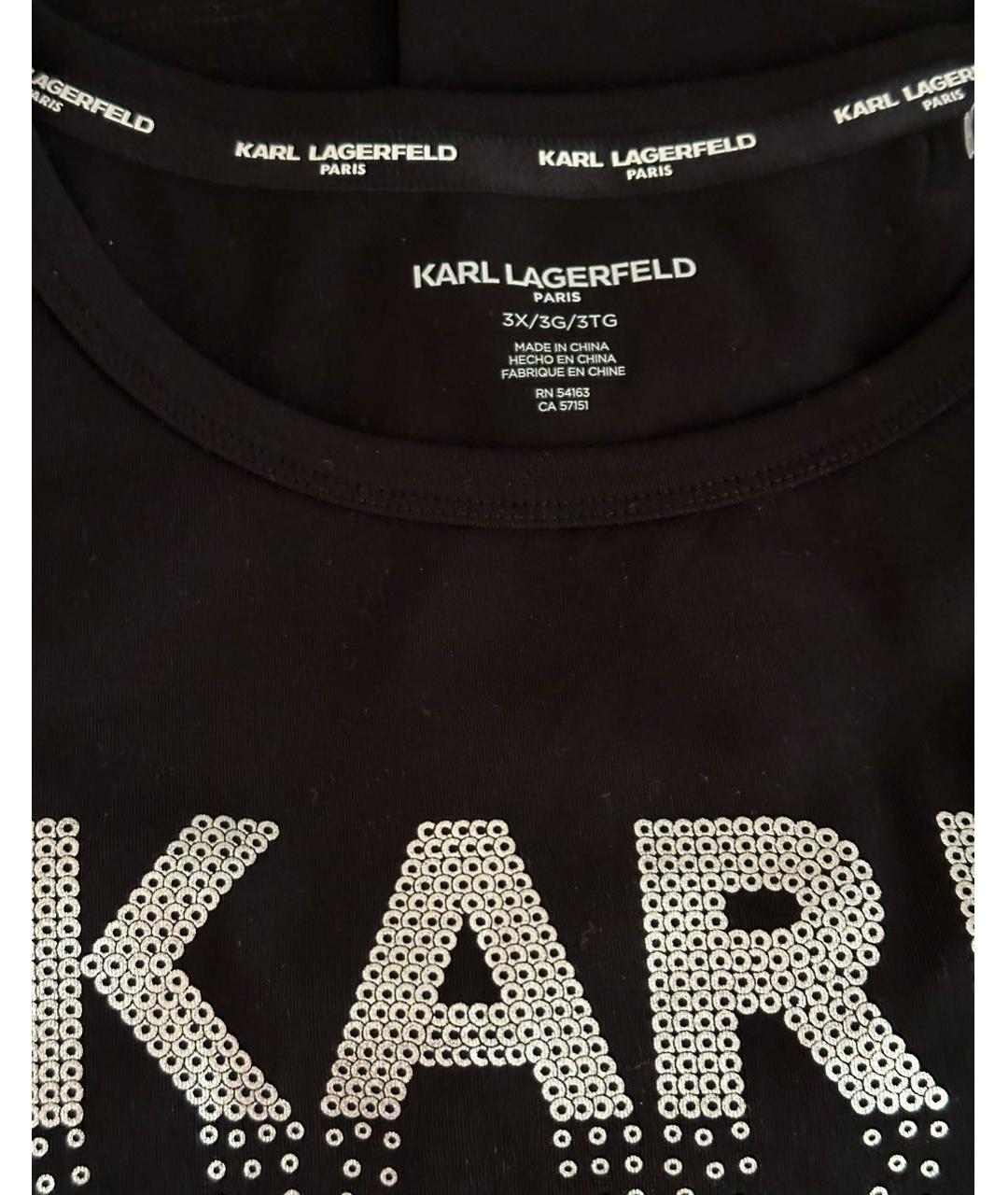 KARL LAGERFELD Черное хлопко-эластановое повседневное платье, фото 5