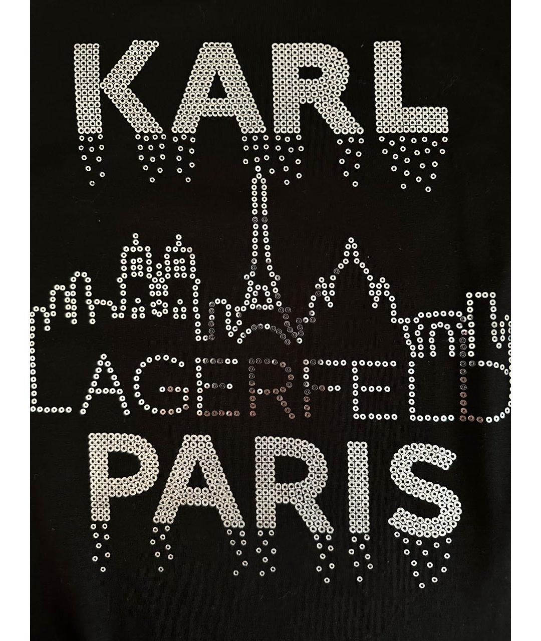 KARL LAGERFELD Черное хлопко-эластановое повседневное платье, фото 2
