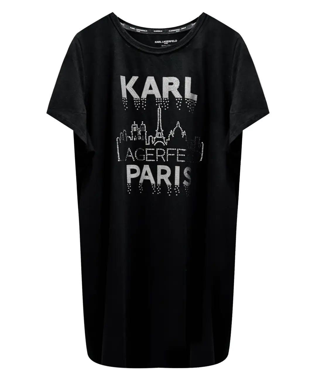 KARL LAGERFELD Черное хлопко-эластановое повседневное платье, фото 1