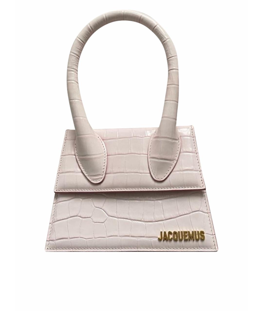 JACQUEMUS Розовая кожаная сумка с короткими ручками, фото 1
