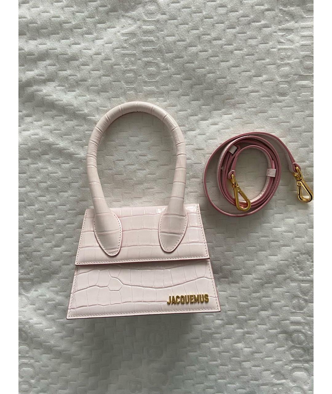 JACQUEMUS Розовая кожаная сумка с короткими ручками, фото 7