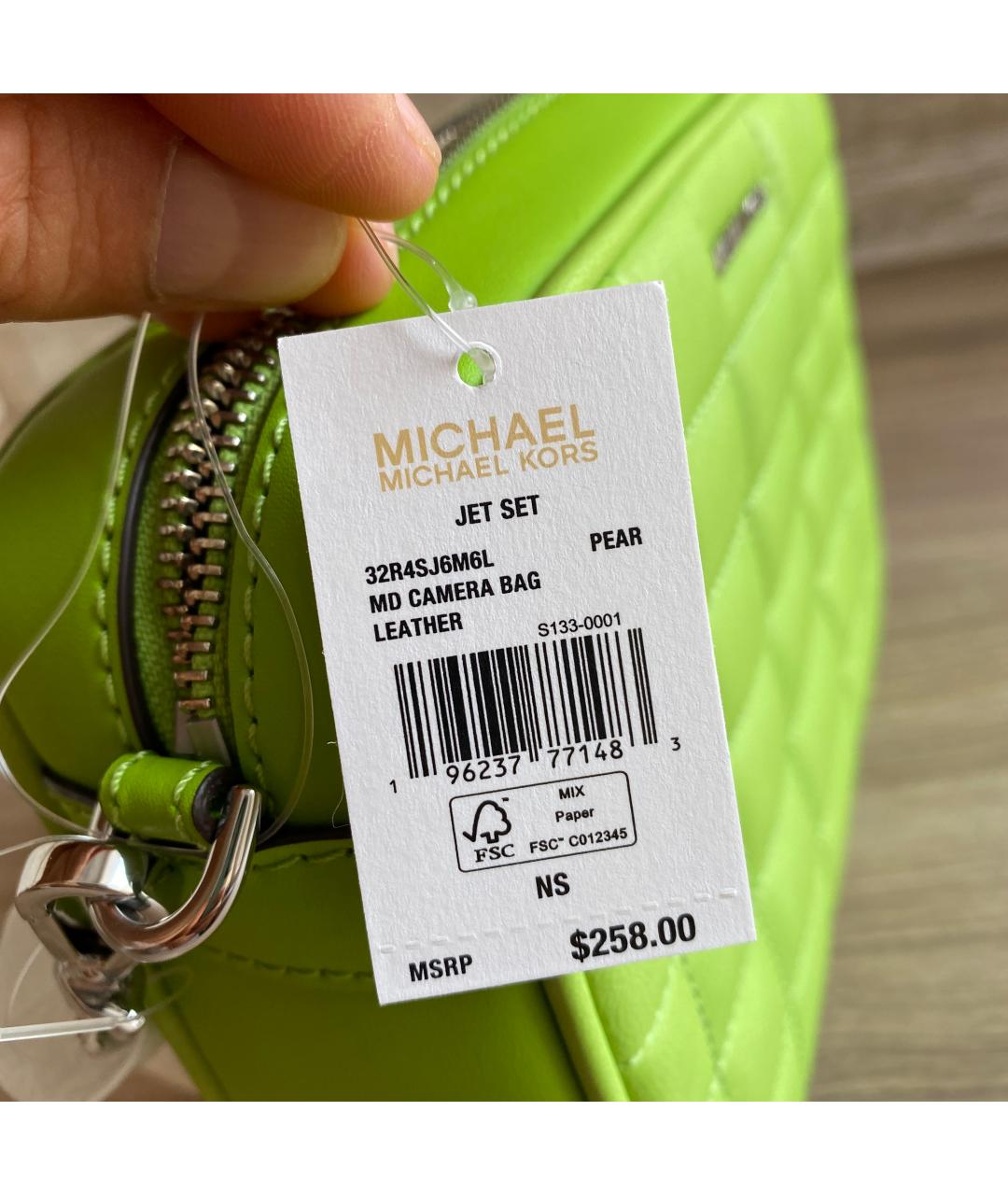MICHAEL KORS Зеленая кожаная сумка через плечо, фото 9