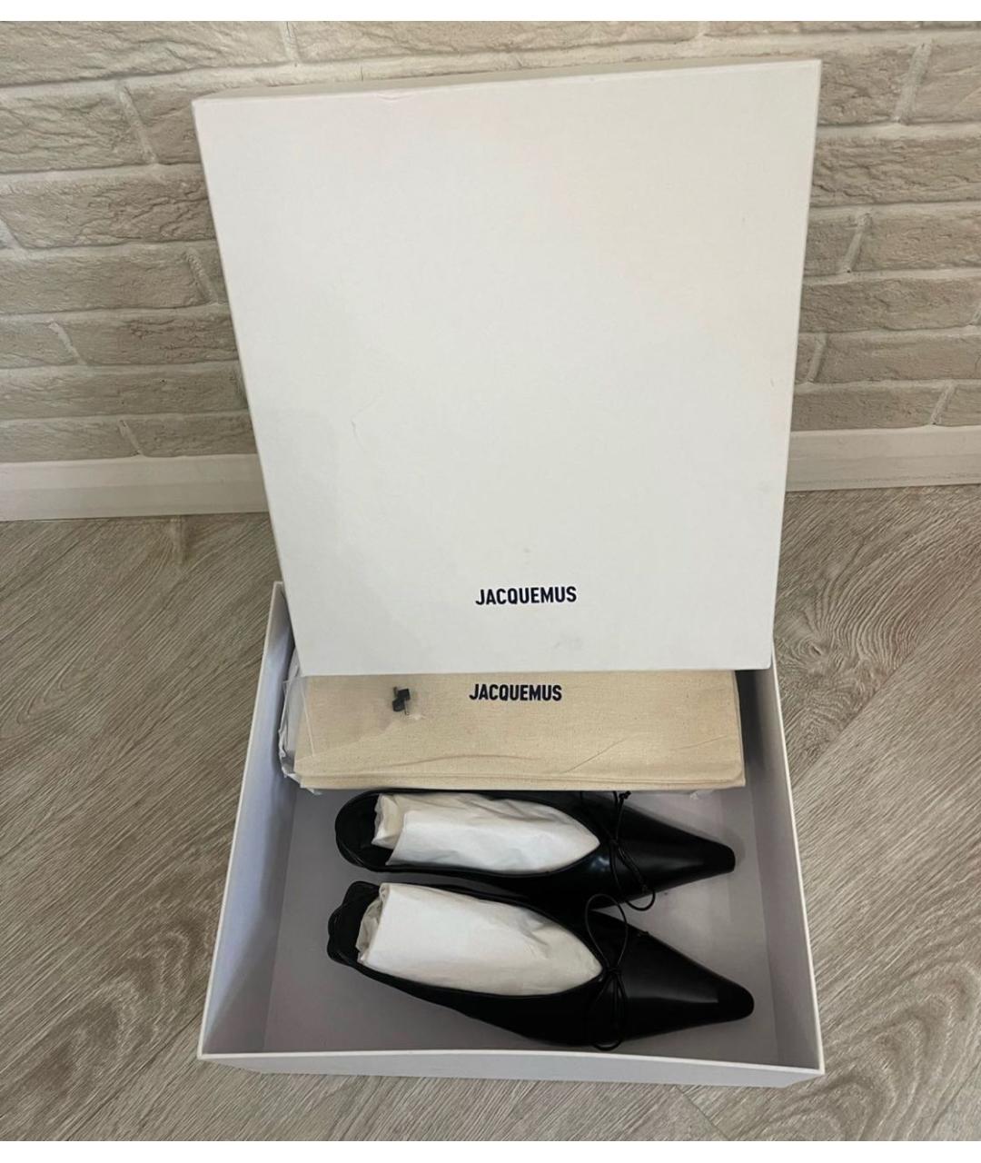 JACQUEMUS Черные кожаные мюли, фото 6