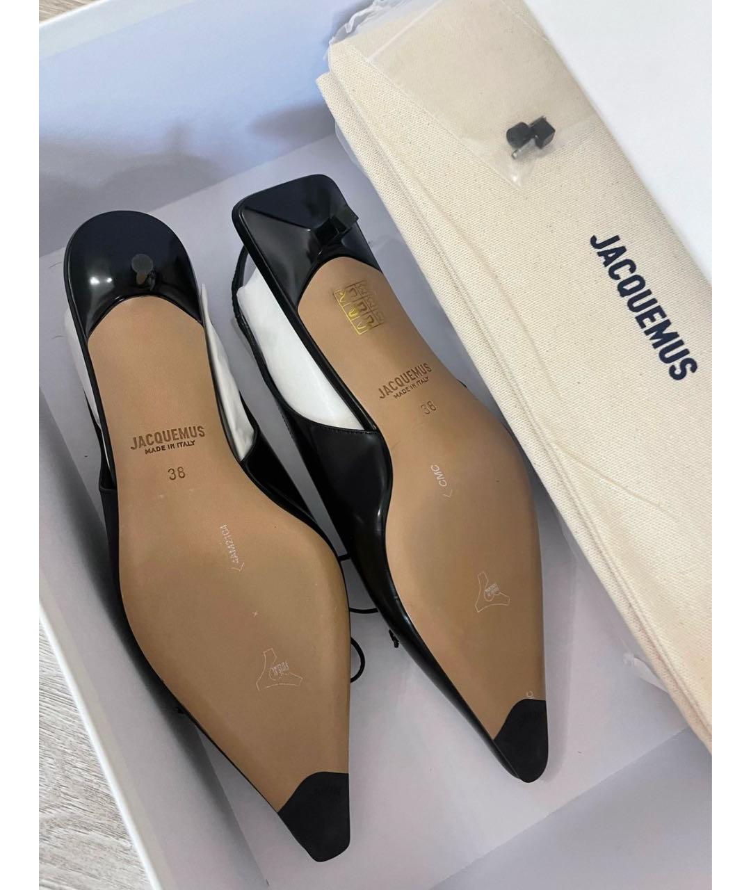 JACQUEMUS Черные кожаные мюли, фото 5