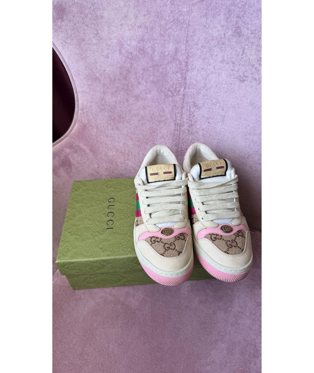 GUCCI Розовые кожаные кеды, фото 3