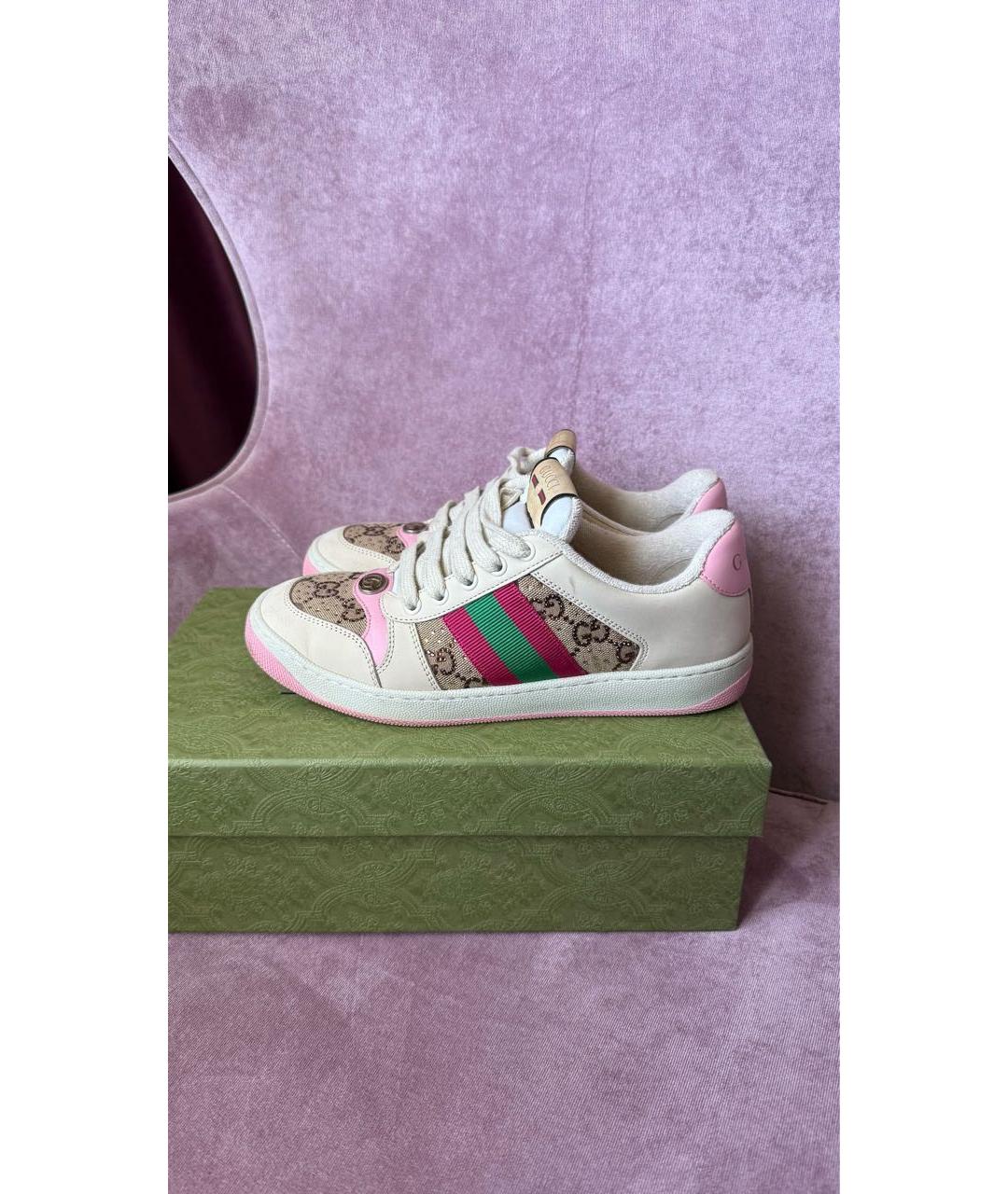 GUCCI Розовые кожаные кеды, фото 5
