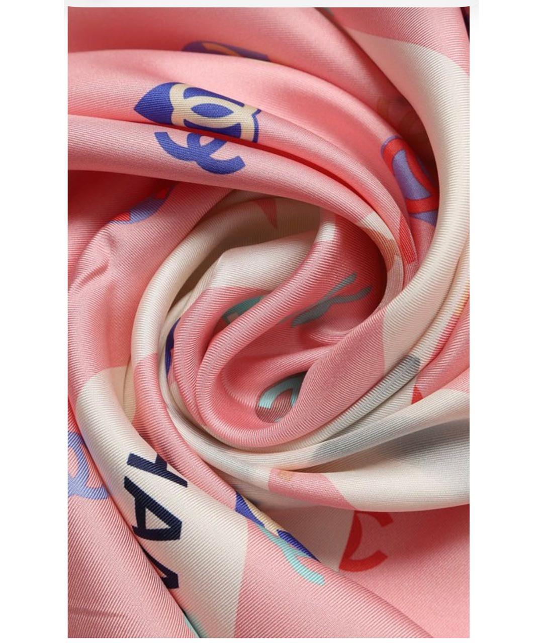 CHANEL Розовый шелковый шарф, фото 2