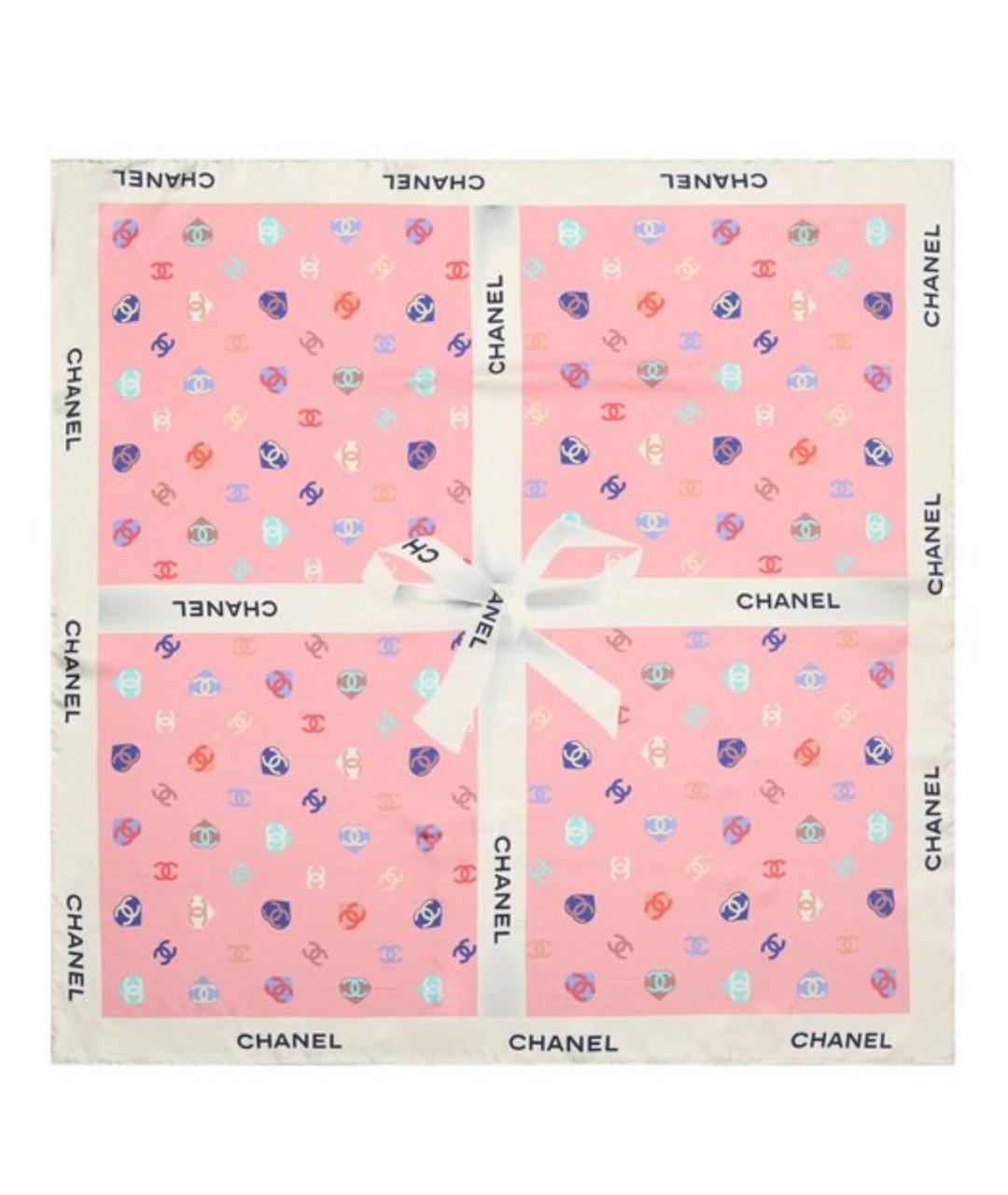 CHANEL Розовый шелковый шарф, фото 1