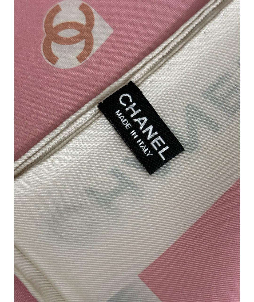 CHANEL Розовый шелковый шарф, фото 5