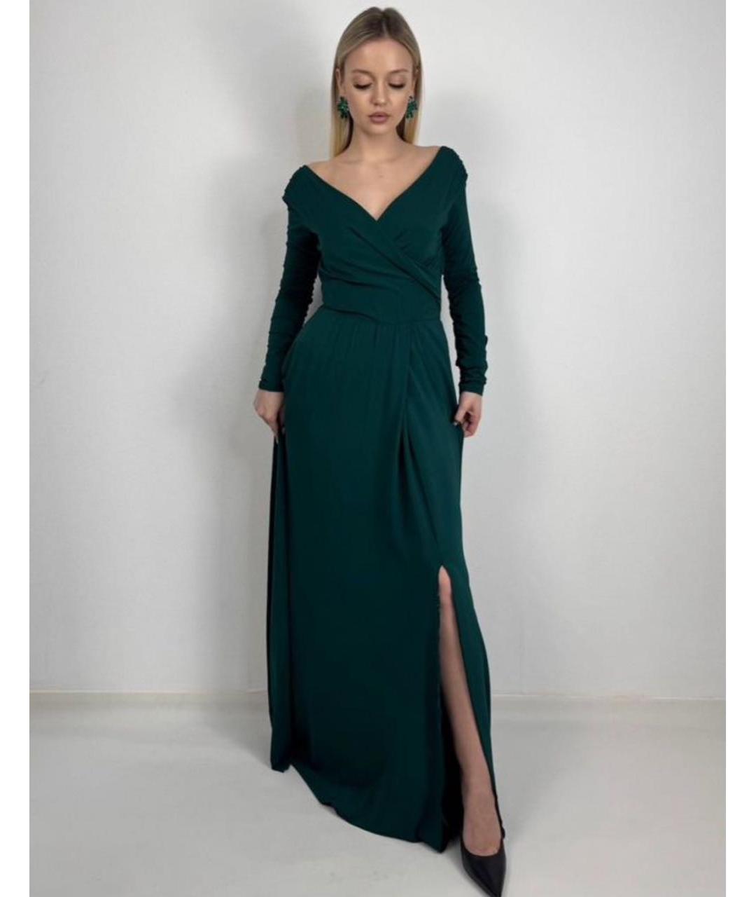 MAX MARA Зеленые вискозное вечернее платье, фото 7