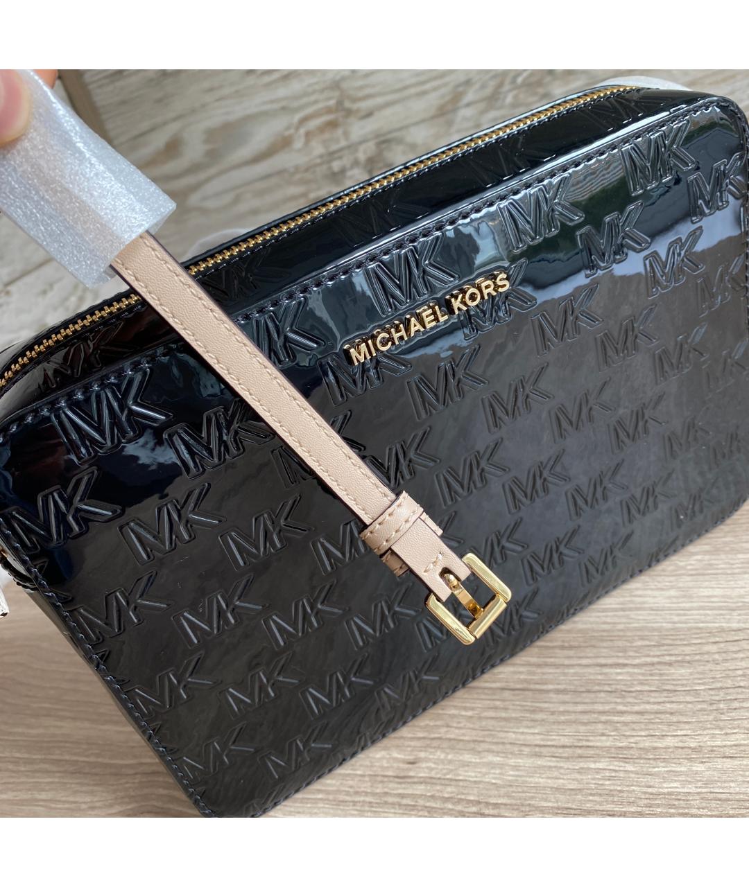 MICHAEL KORS Черная сумка через плечо из лакированной кожи, фото 9