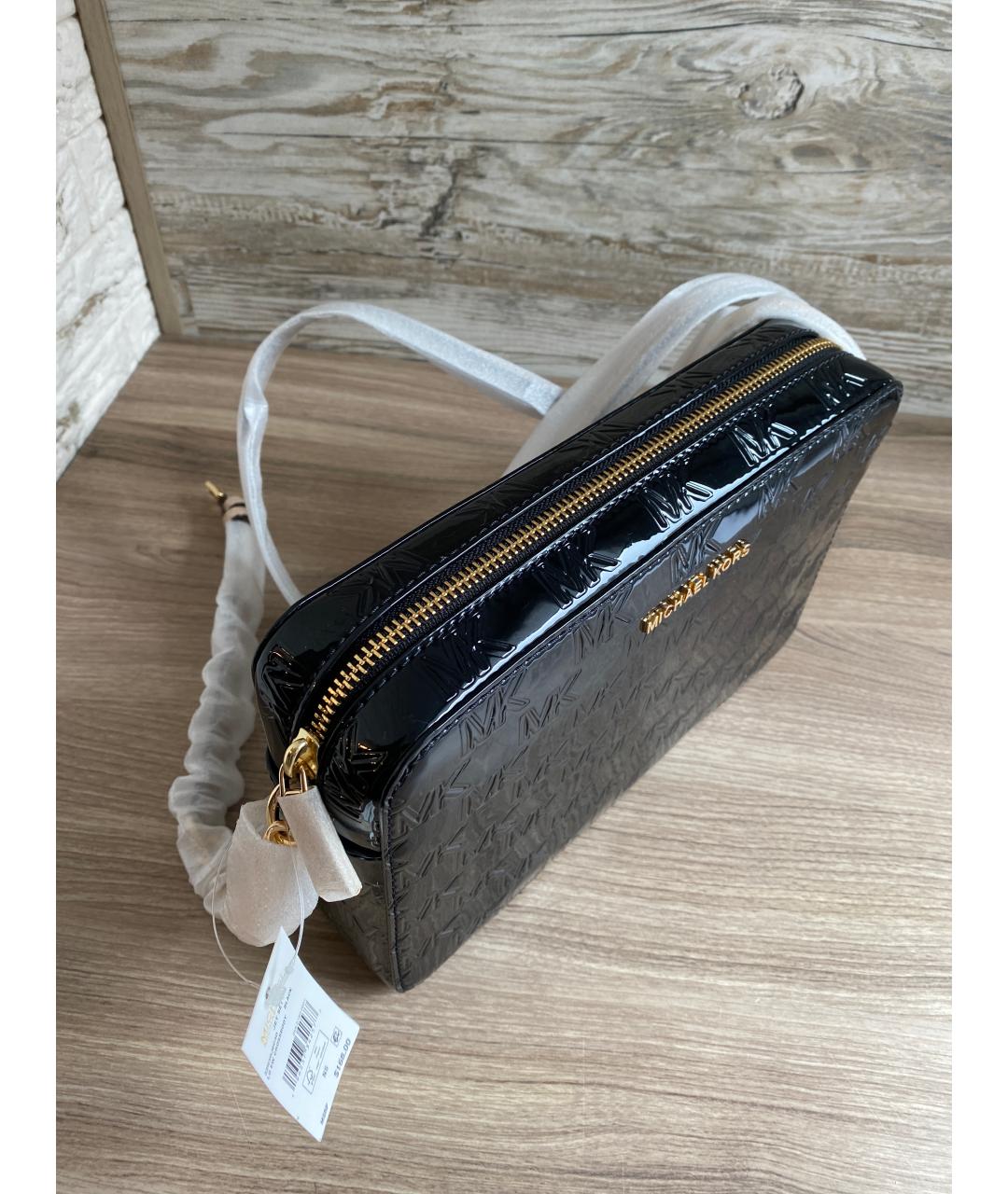 MICHAEL KORS Черная сумка через плечо из лакированной кожи, фото 4