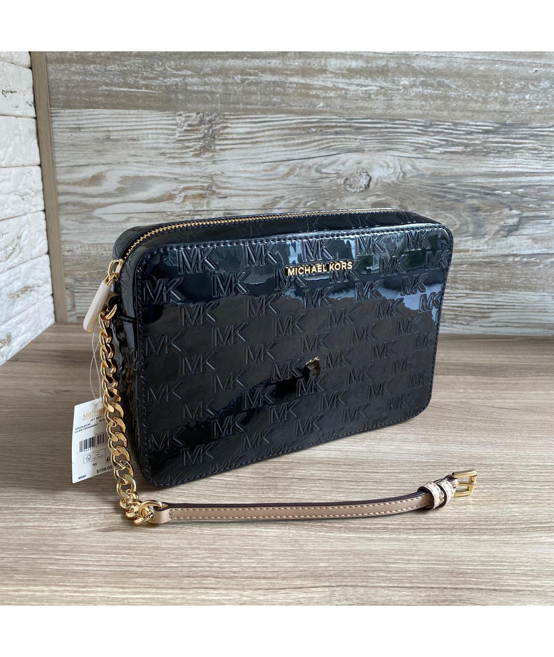 MICHAEL KORS Черная сумка через плечо из лакированной кожи, фото 2