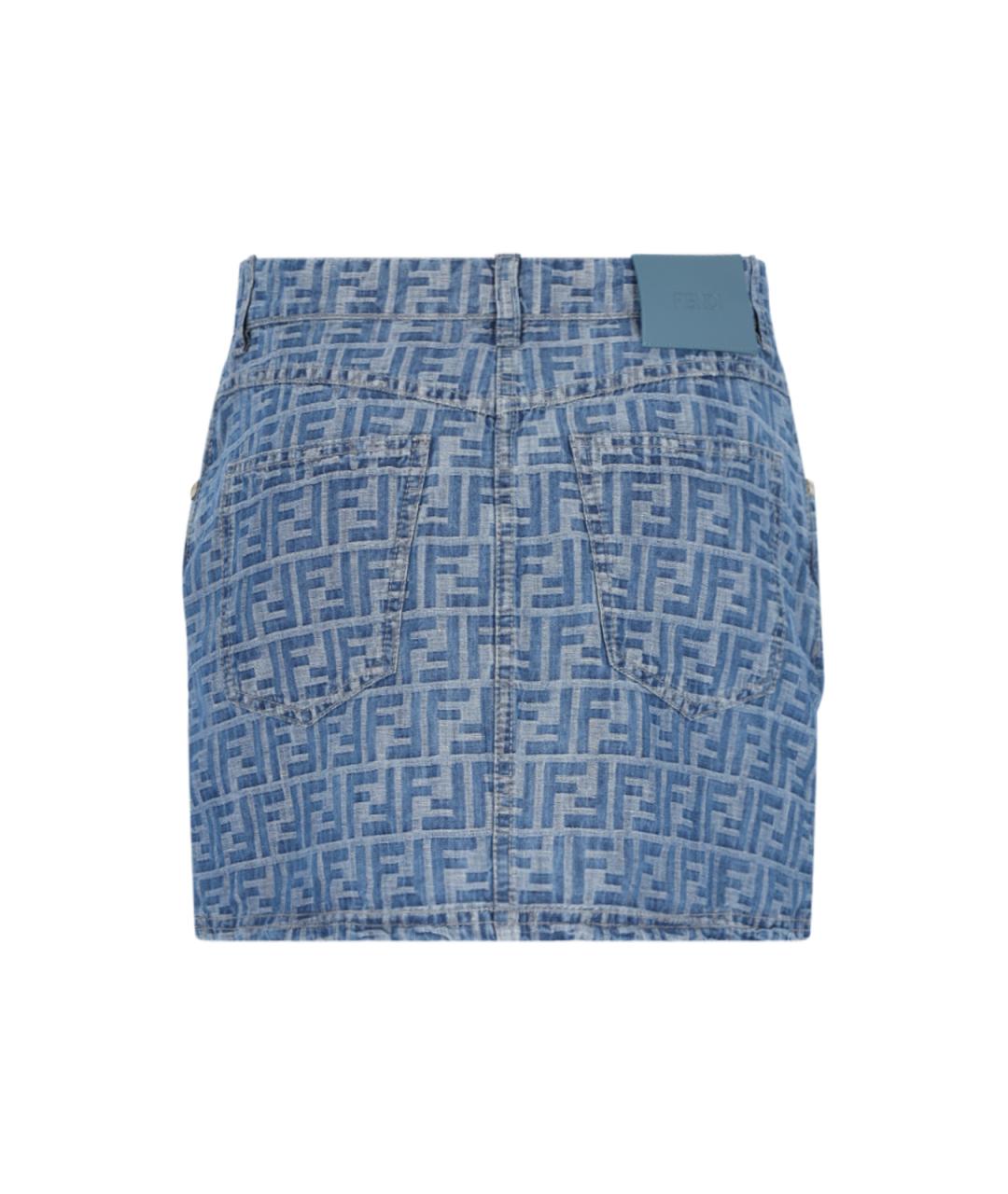 FENDI Голубая хлопковая юбка мини, фото 2